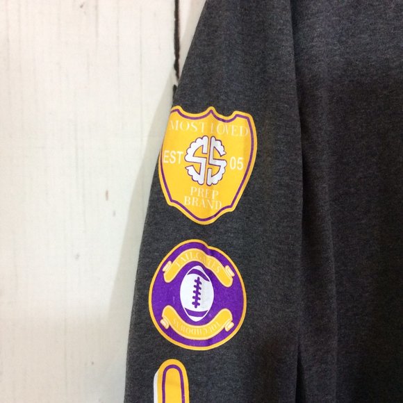 2/$30 Simply Southern Tailgate Football Cheer Shirt Gray Yellow Long Sleeve - Picture 8 of 14